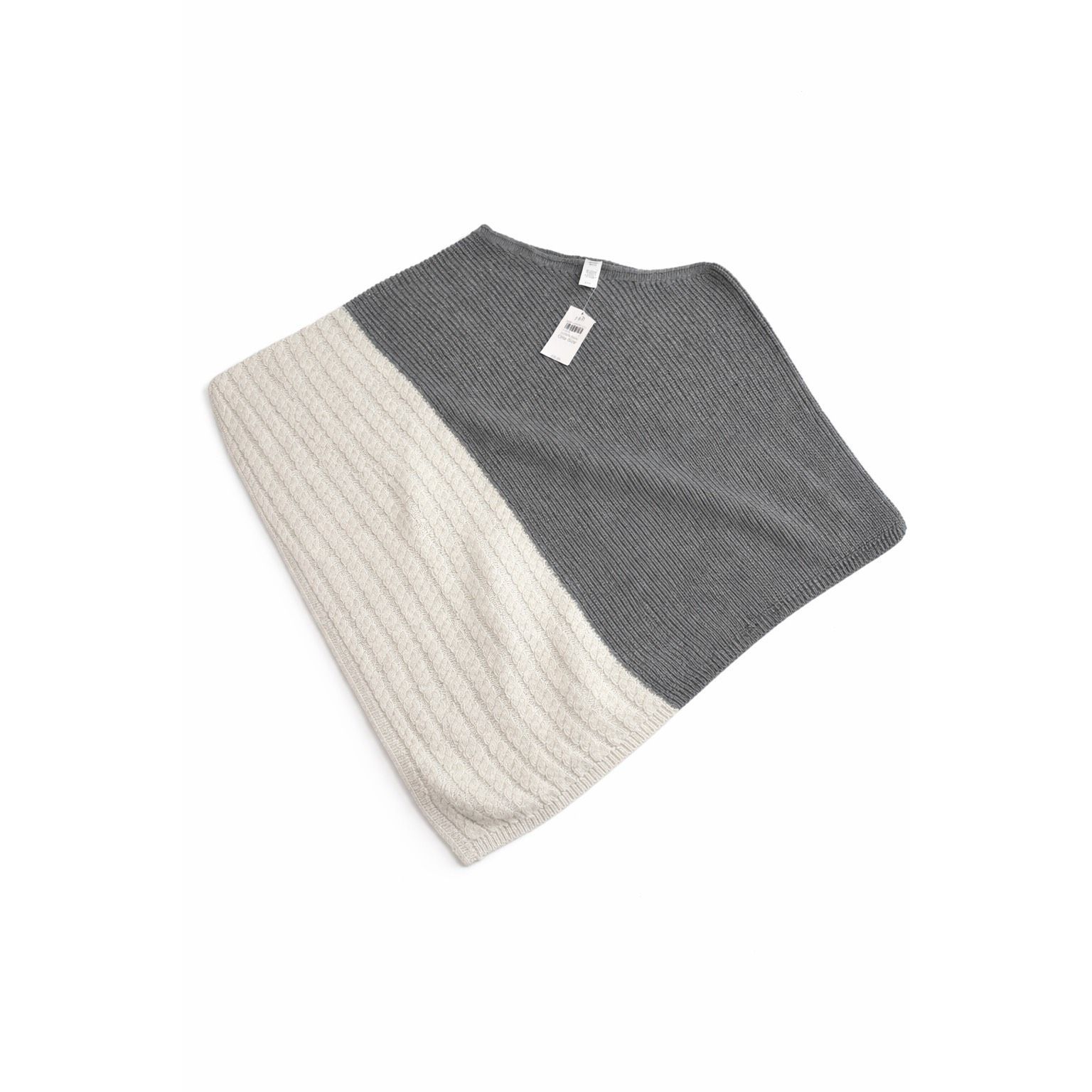 Nwt J. Jill One Size Poncho Sweater Knit Asymmetrical Grey Colorblock One Size